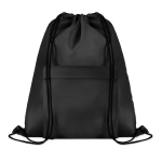 Dawstring bag with front pocket made of polyester black colour