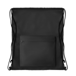 Dawstring bag with front pocket made of polyester black colour third view