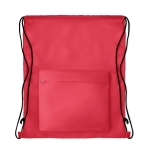 Dawstring bag with front pocket made of polyester red colour third view