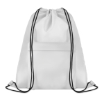 Dawstring bag with front pocket made of polyester white colour