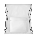 Dawstring bag with front pocket made of polyester white colour third view