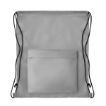 Dawstring bag with front pocket made of polyester grey colour third view