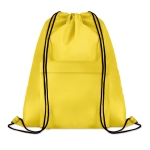 Dawstring bag with front pocket made of polyester yellow colour