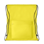 Dawstring bag with front pocket made of polyester yellow colour third view