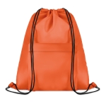 Dawstring bag with front pocket made of polyester orange colour