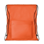 Dawstring bag with front pocket made of polyester orange colour third view