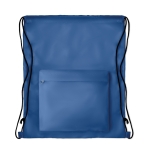 Dawstring bag with front pocket made of polyester royal blue colour third view