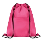 Dawstring bag with front pocket made of polyester fuchsia colour