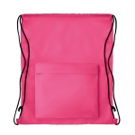 Dawstring bag with front pocket made of polyester fuchsia colour third view