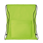 Dawstring bag with front pocket made of polyester lime colour third view