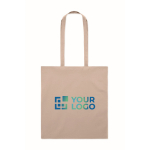 Coloured cotton shopping bag, 140 g/m2 sand colour view with print area