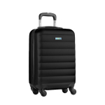 Hard-shell cabin trolley with combination lock black colour view with print area