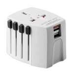 Skross brand travel plug with USB ports for worldwide travel white colour