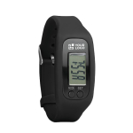 Sports watch with step and calorie counter for runners black colour view with print area