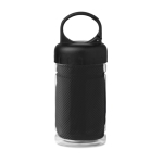 Plastic bottle with towel, 100% polyester, 300 ml black colour