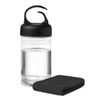 Plastic bottle with towel, 100% polyester, 300 ml black colour third view