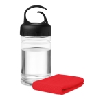 Plastic bottle with towel, 100% polyester, 300 ml red colour second view