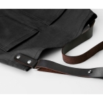 Waxed canvas apron, with pockets and leather strap for cooking black colour second view