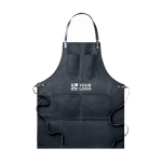 Waxed canvas apron, with pockets and leather strap for cooking view with print area