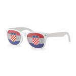 Fun fan glasses in different country flags for sports events white/blue colour side view