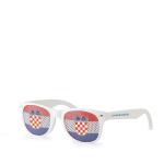 Fun fan glasses in different country flags for sports events white/blue colour view with print area