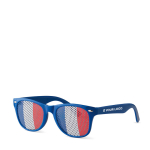 Fun fan glasses in different country flags for sports events royal blue colour view with print area