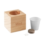 Mint seed flower pot for the home or office wood colour second view