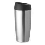 Stainless steel mug with drink opening and safety cap, 400 ml matt silver colour second view