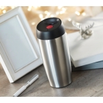 Stainless steel mug with drink opening and safety cap, 400 ml matt silver colour second ambient view