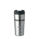 Have a thermos mug engraved in a geometric design, 280 ml matt silver colour view with print area