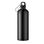 Large coloured aluminium bottle with carabiner clip, 750 ml black colour