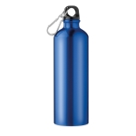 Large coloured aluminium bottle with carabiner clip, 750 ml blue colour