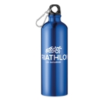 Large coloured aluminium bottle with carabiner clip, 750 ml blue colour second main view