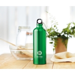 Large coloured aluminium bottle with carabiner clip, 750 ml green colour main ambient view