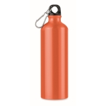 Large coloured aluminium bottle with carabiner clip, 750 ml orange colour