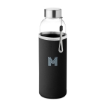 Water bottle with sleeve, promotional gift, 500 ml black colour main view