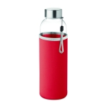 Water bottle with sleeve, promotional gift, 500 ml red colour