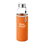 Water bottle with sleeve, promotional gift, 500 ml orange colour main view