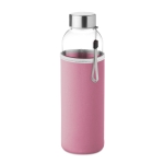 Water bottle with sleeve, promotional gift, 500 ml pink colour