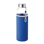 Water bottle with sleeve, promotional gift, 500 ml royal blue colour