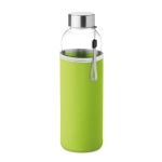 Water bottle with sleeve, promotional gift, 500 ml lime colour