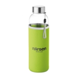 Water bottle with sleeve, promotional gift, 500 ml lime colour main view