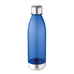 Plastic bottle with stainless steel base, BPA free, 600 ml transparent blue colour