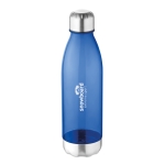 Plastic bottle with stainless steel base, BPA free, 600 ml transparent blue colour main view