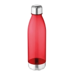 Plastic bottle with stainless steel base, BPA free, 600 ml transparent red colour