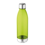 Plastic bottle with stainless steel base, BPA free, 600 ml transparent lime colour