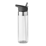 Transparent Tritan bottle with mouthpiece and straw, 650 ml transparent colour