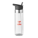 Transparent Tritan bottle with mouthpiece and straw, 650 ml transparent colour main view