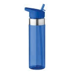 Transparent Tritan bottle with mouthpiece and straw, 650 ml transparent blue colour