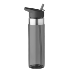 Transparent Tritan bottle with mouthpiece and straw, 650 ml transparent grey colour